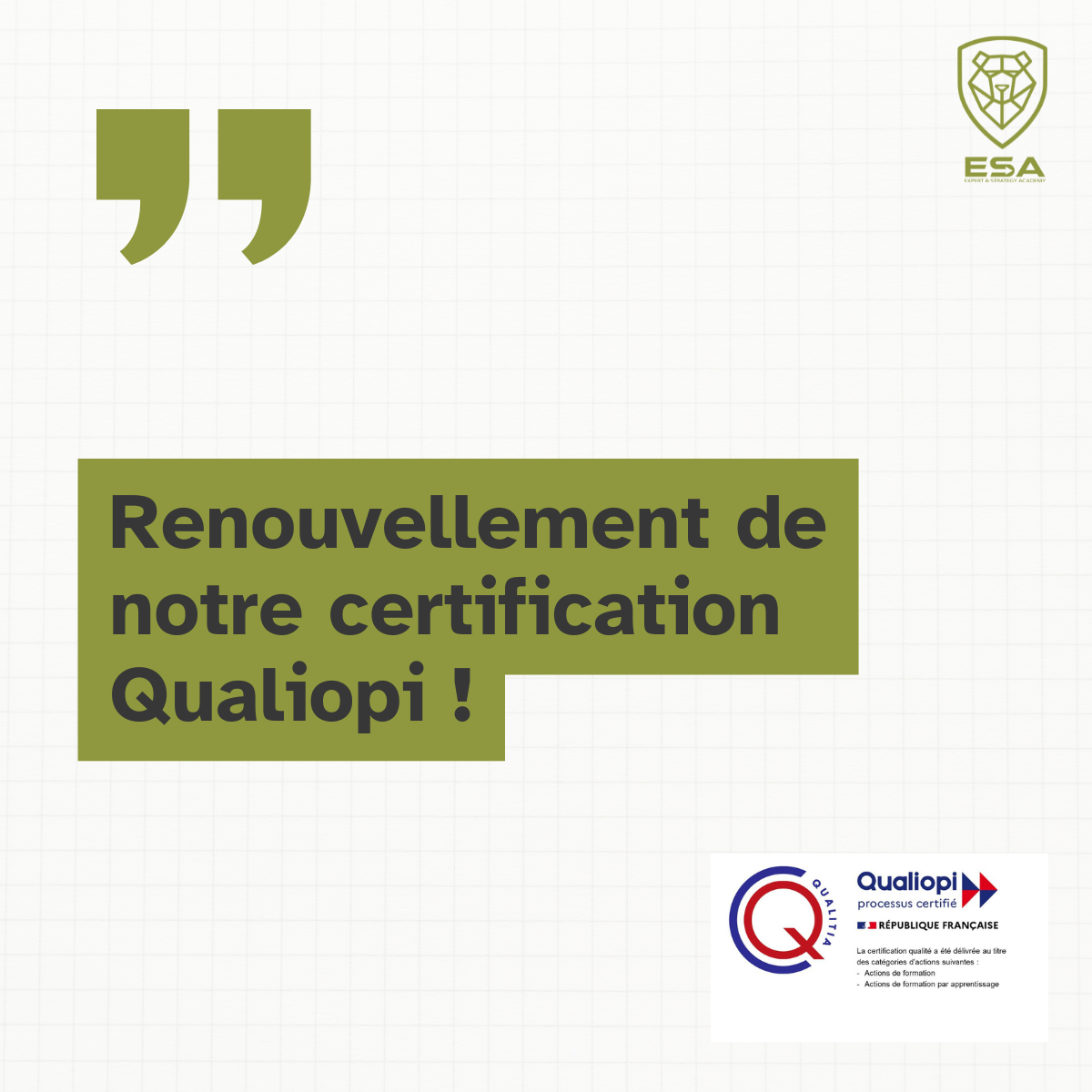 Renouvellement certification Qualiopi 